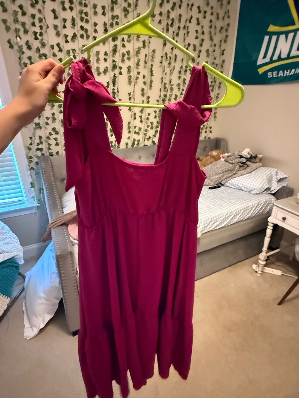 T.J.Maxx Magenta Tie-Shoulder Sleeveless Sundress